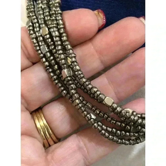 Vintage‎ Antiqued Silver Tone Necklace Retro Boho Chic Multi Strand - Picture 2 of 15